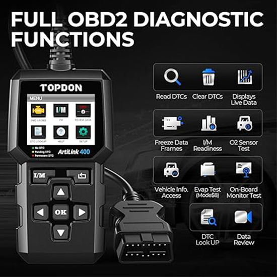 TOPDON AL400 OBD2 Scanner, Full OBDII Code Reader, Check Engine Light Scan Tool (Without box)