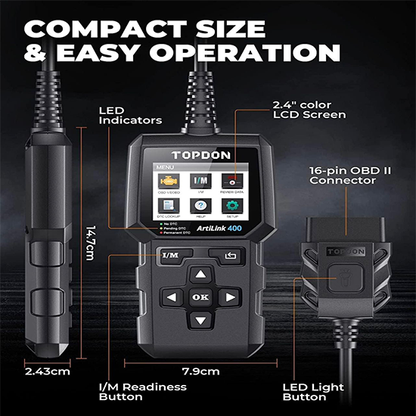 TOPDON AL400 OBD2 Scanner, Full OBDII Code Reader, Check Engine Light Scan Tool (Without box)