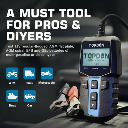 TOPDON BT100 12V Car Battery Tester Digital Automotive Diagnostic Battery Tester Analyzer Vehicle Cranking Charging Scanner Tool (Without Box)