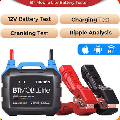 TOPDON BTMobile Lite Bluetooth Car Battery Tester 12V Wireless Cranking Charger Circut Tester Auto Analyzer Vehicle 100-2000CCA