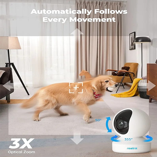 REOLINK E1 Zoom Indoor Security Camera, 2.4/5GHz Dual Band WiFi Camera, 5MP Plug-in Pet Camera