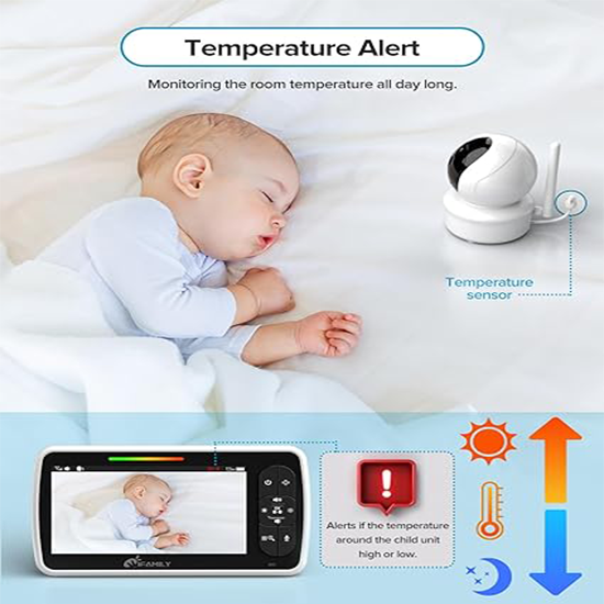 ANMEATE Baby Monitor SM-650 Large 5" Screen with 30Hrs Battery Life ( No Memory Card Support )