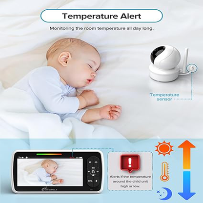 ANMEATE Baby Monitor SM-650 Large 5" Screen with 30Hrs Battery Life ( No Memory Card Support )