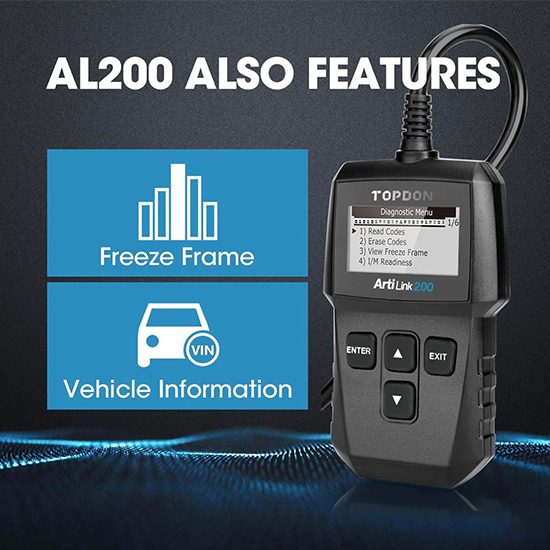 OBD2 Scanner TOPDON AL200 Car Code Reader, Auto Check Engine Light, Read & Erase Fault Codes