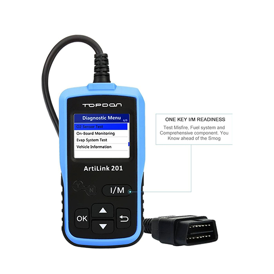 OBD2/EOBD Scanner, Topdon ArtiLink 201 Auto Code Scanner Check Engine Code Reader with O2 Sensor Test