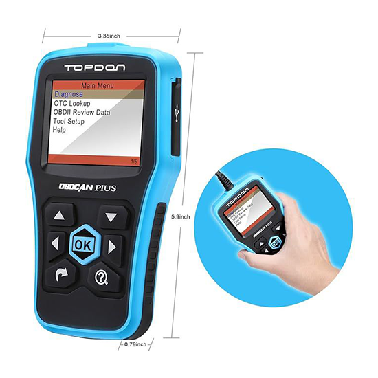 Topdon OBD2 Scanner Car Engine Fault Code Reader Diagnostic Scan Tool Read and Clear Error Codes for OBDII Standard Vehicle (Plus) (Without box)