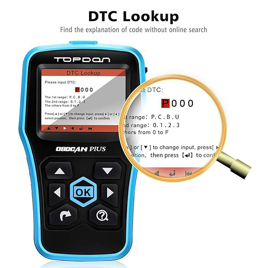 Topdon OBD2 Scanner Car Engine Fault Code Reader Diagnostic Scan Tool Read and Clear Error Codes for OBDII Standard Vehicle (Plus) (Without box)